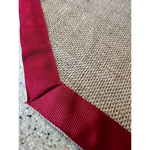 Table placemats burlap  jute with red trim 20"x14"  8 sided shape set-6 - Picture 5 of 8